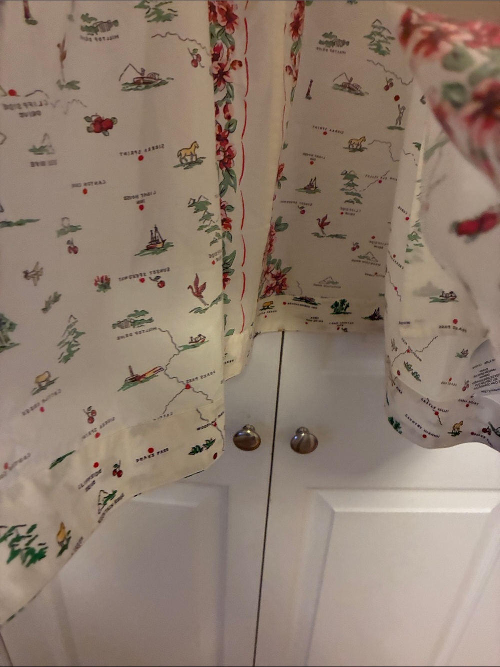 J. Crew Cream Shirt Dress with Red Floral Trim and Green Accents - Picture 8 of 10